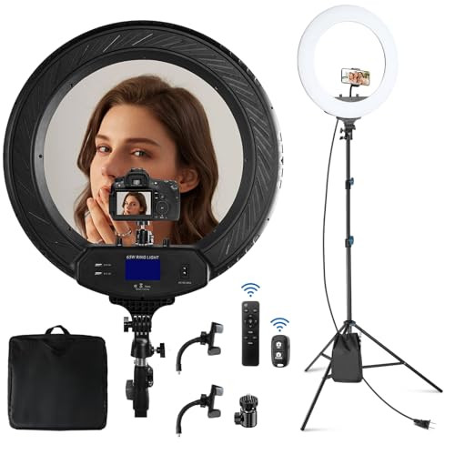 Aureday 22" Big Ring Light with 72" Tripod Stand and Phone Holder, Dimmable LED Ringlight for Photography/Barber/Makeup, Ring Studio Light for Smartphones&Lightweight Cameras | Amazon (US)