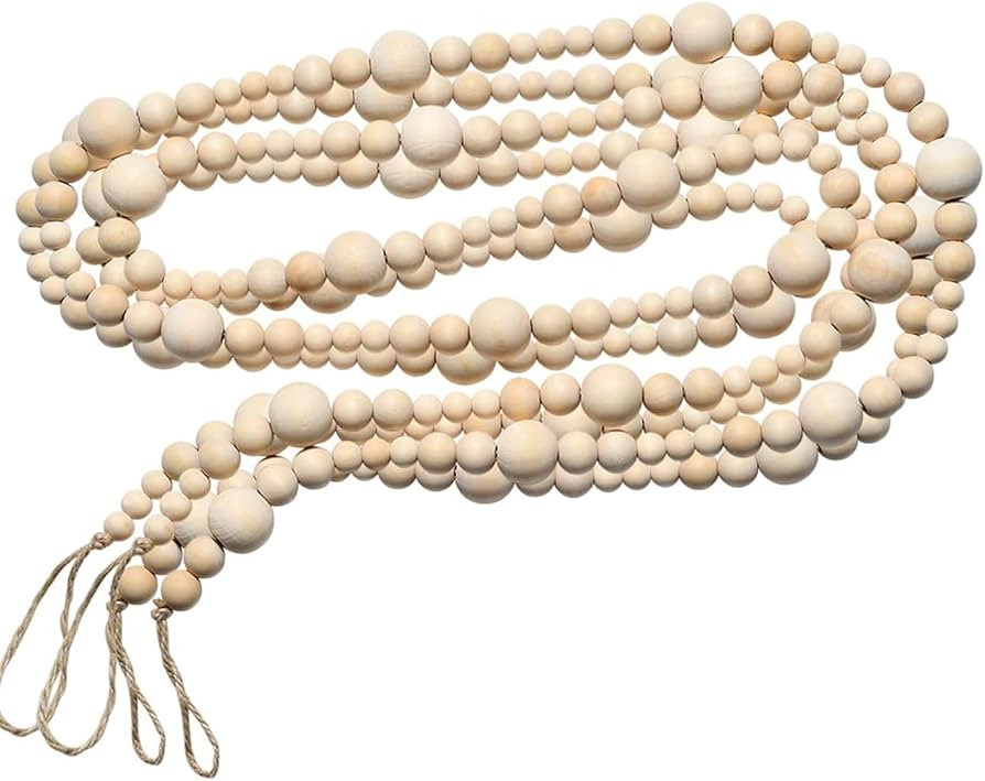 2PCS 86in Christmas Wood Bead Garland, Creative Wooden Garland for Valentine's Day Decor, Farmhou... | Amazon (US)