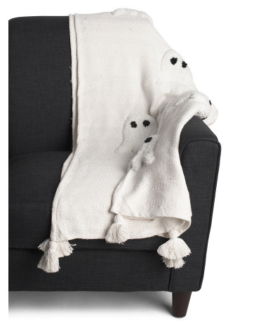 Hand Woven Ghost Tufted Throw With Tassels | TJ Maxx
