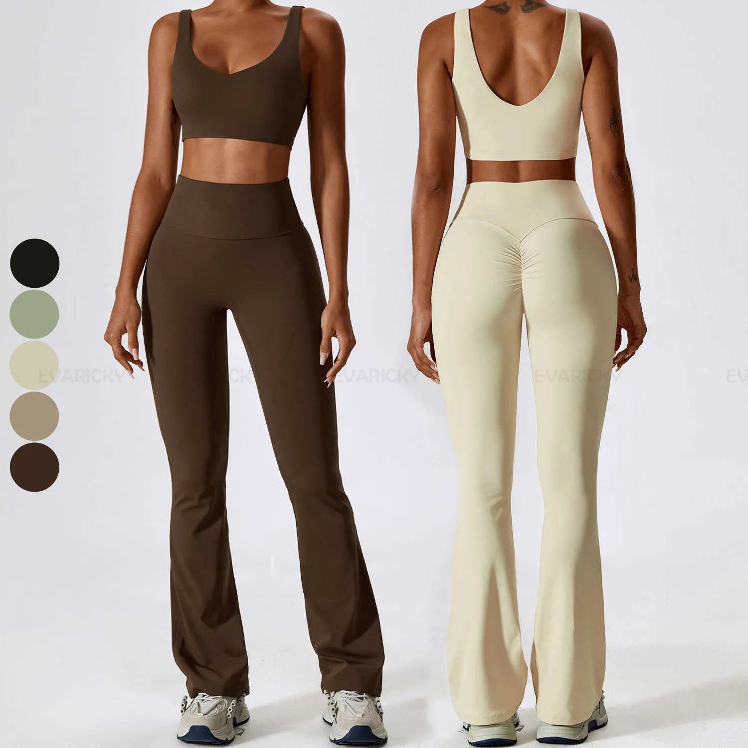Lu Lu Yoga Pants Sets 2 Piece V Shaped Backless Active Wear Custom Woman Activewear Manufacturer ... | DHGate