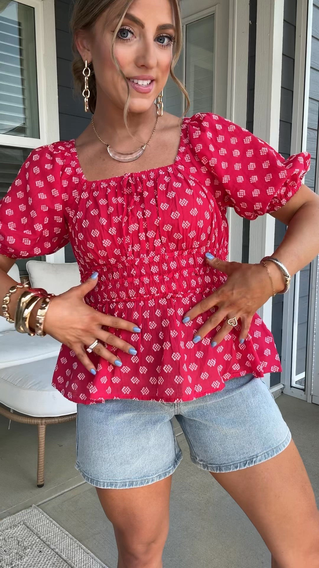 This pink printed top is such a fun pop for summer ❤️ Paired with easy denim shorts and sandals for a casual everyday look that feels cute but effortless. Love finding Walmart fashion pieces that look so much more expensive and work for everything from errands to weekend plans. Such a good affordable summer outfit!

#WalmartFashion #CasualSummerStyle #DenimShortsOutfit #AffordableStyle #EverydayMomStyle #SummerOutfitIdeas #WalmartNewArrivals #RedTopOutfit #CuteCasualLooks #WalmartFinds

#LTKPetite #LTKootd
