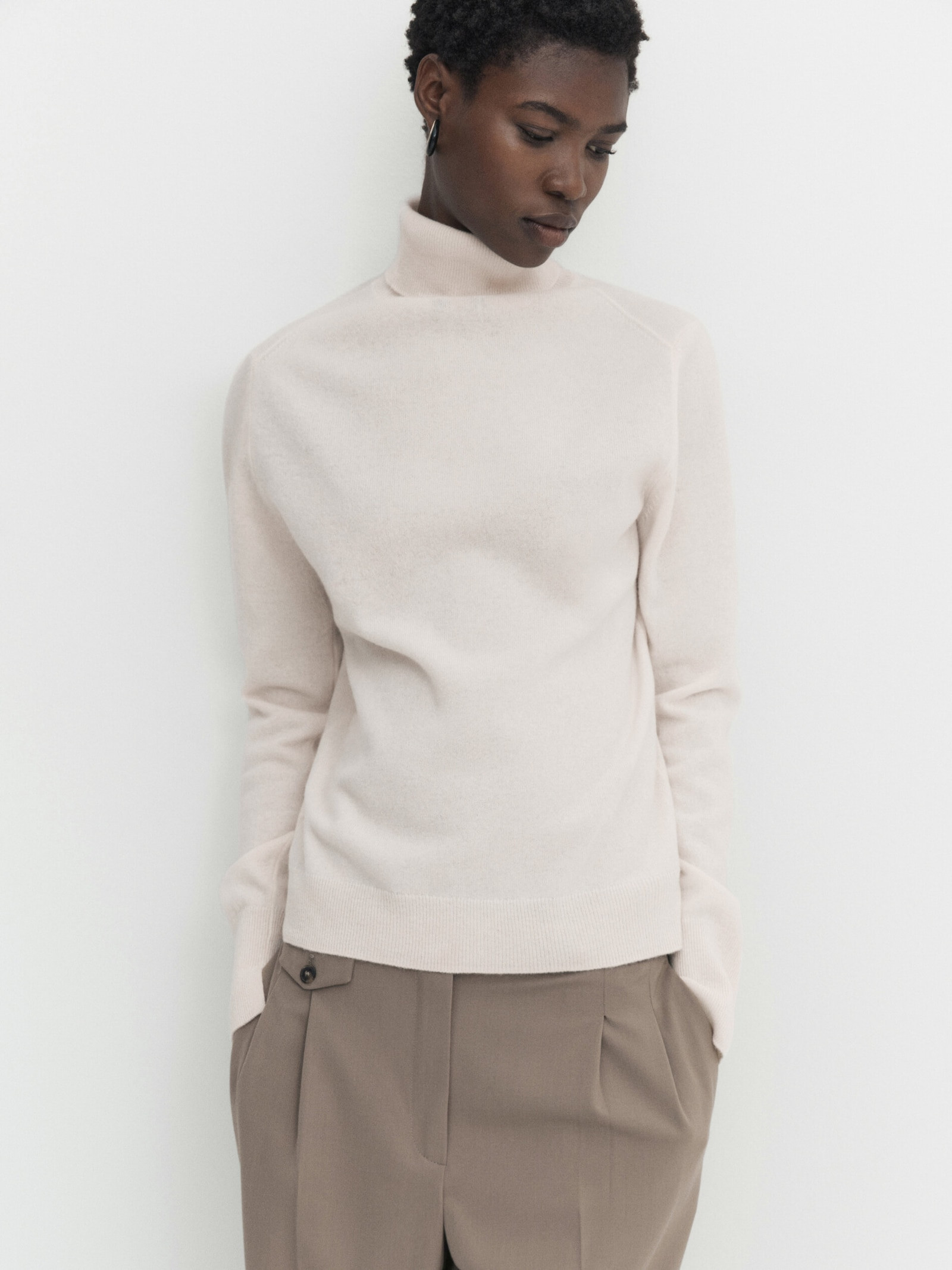 Wool blend high neck sweater | Massimo Dutti UK