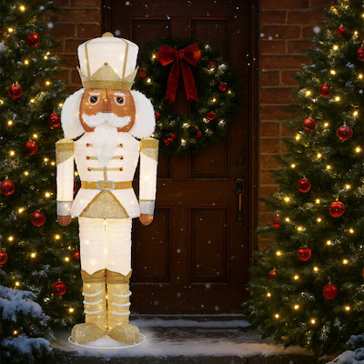 Holiday Living 6-ft LED Black Gold Nutcracker | Lowe's