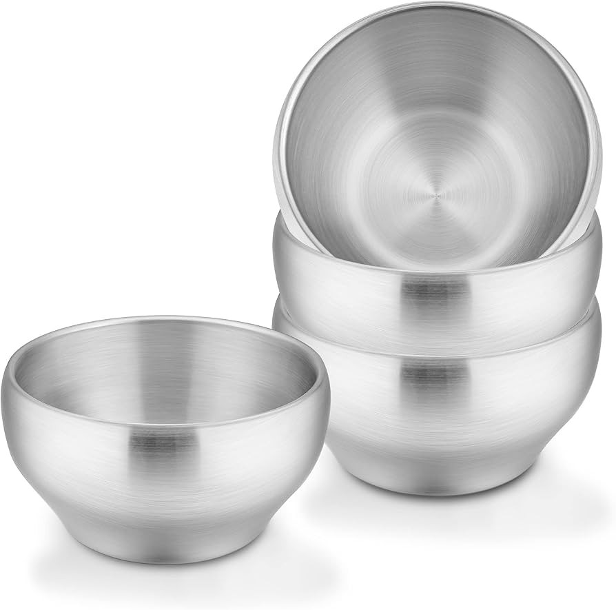 LIANYU Stainless Steel Bowls for Kids, 4 Pack Toddler Bowls 12oz, Double-walled Insulated Metal, ... | Amazon (US)