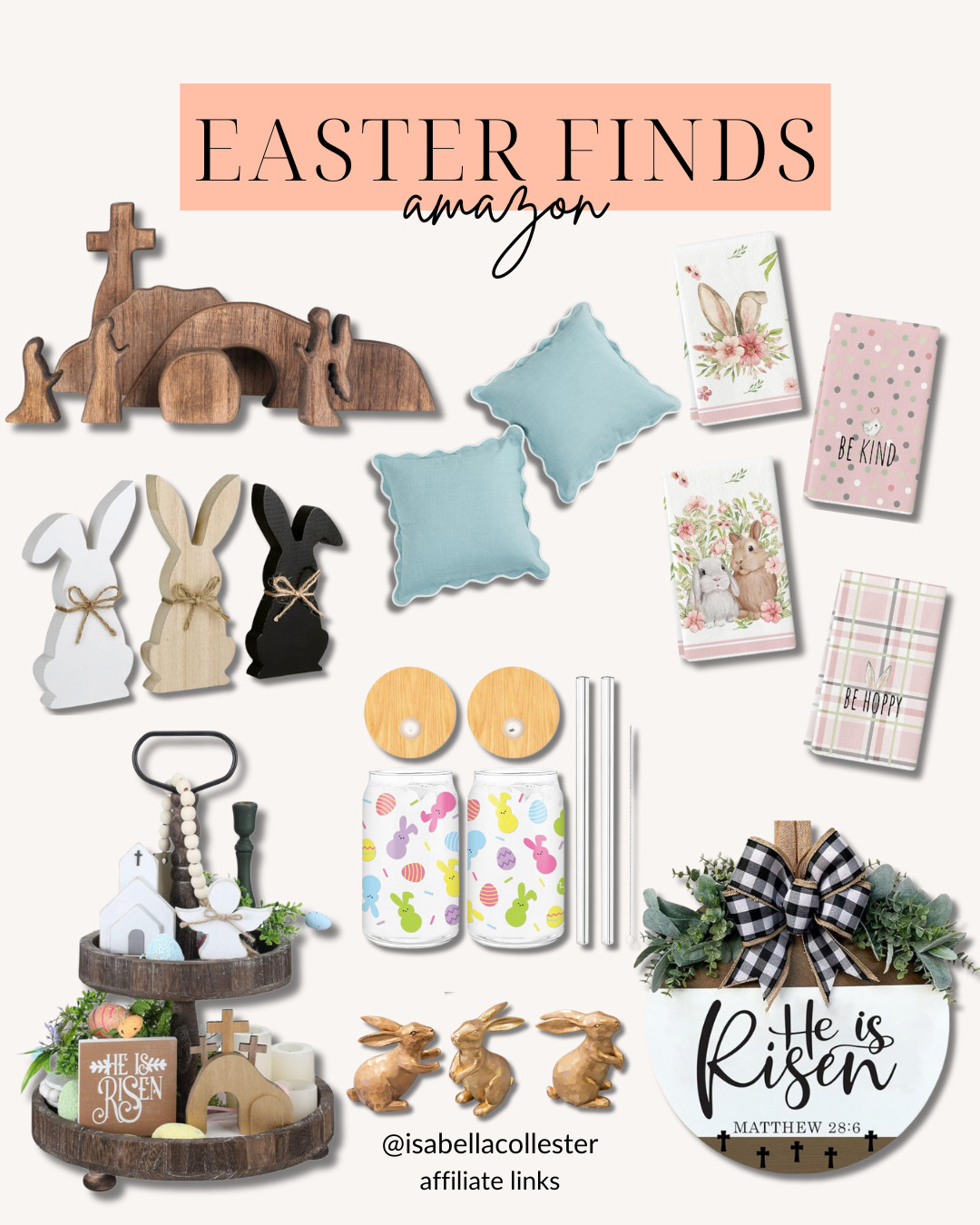 Amazon easter finds  easter finds  easter decor  He is Risen  easter  easter home decor  easter tiered tray  easter decorations  easter wreath  

 #LTKSeasonal #LTKHome