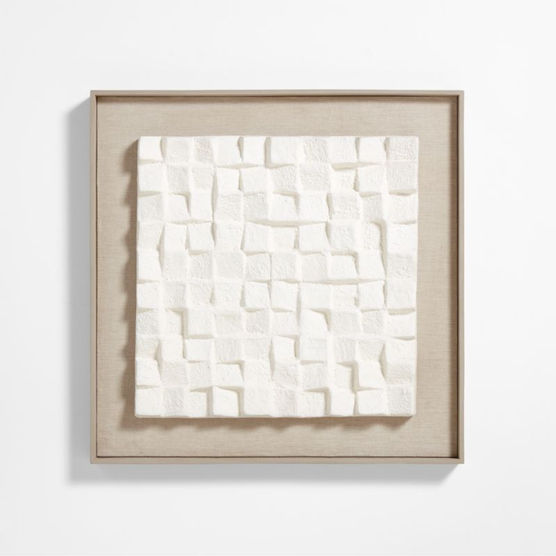Blanco White Paper Pulp Framed 36"x36" Wall Art | Crate & Barrel | Crate & Barrel