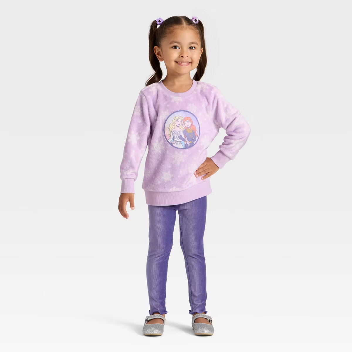 Toddler Girls' 2pc Disney Frozen Elsa Anna Cozy Sweatshirt and Velour Pant Set - Purple | Target