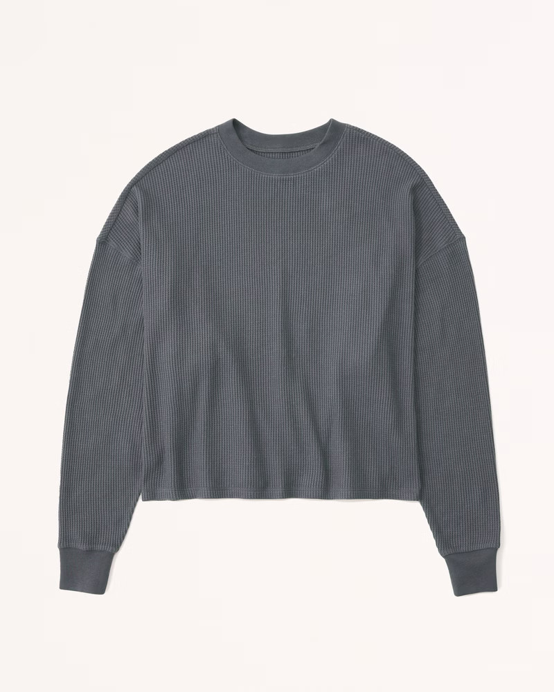 Women's Long-Sleeve Oversized Waffle Tee | Women's Tops | Abercrombie.com | Abercrombie & Fitch (US)
