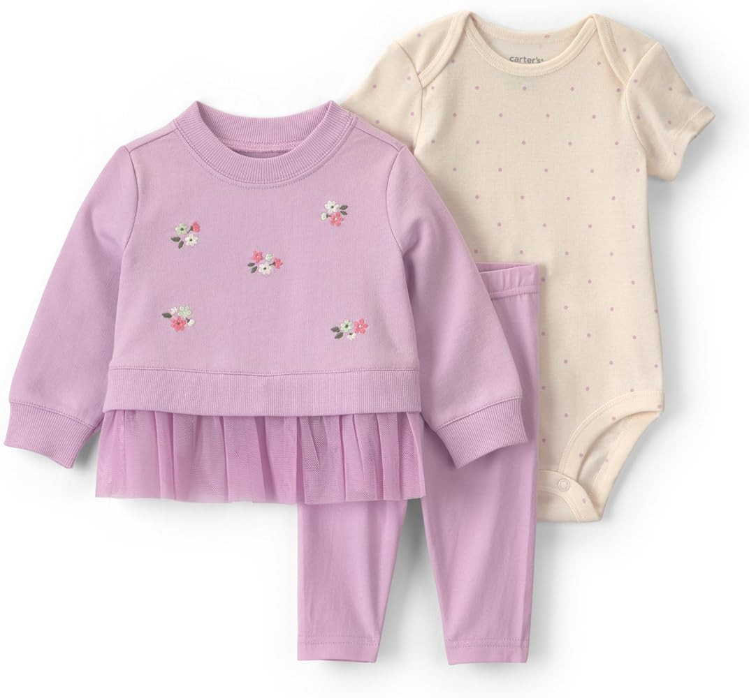 Carter's Baby Girls' 3-piece Bodysuit Pant Sets | Amazon (US)