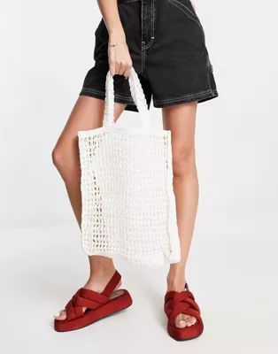 Topshop crochet straw tote bag in white | ASOS | ASOS (Global)