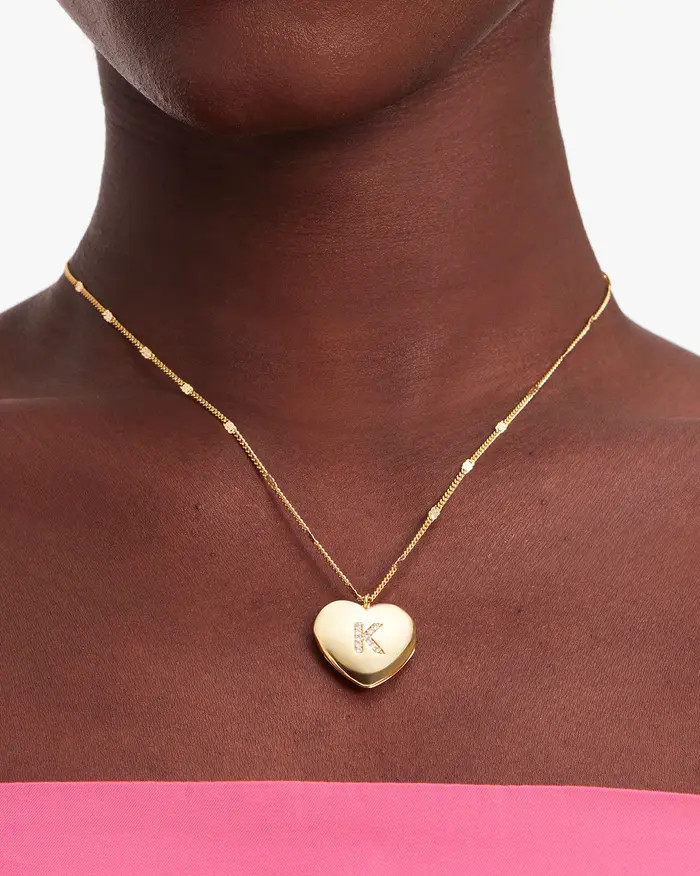 kate spade new york crystal initial heart locket necklace | Nordstrom | Nordstrom