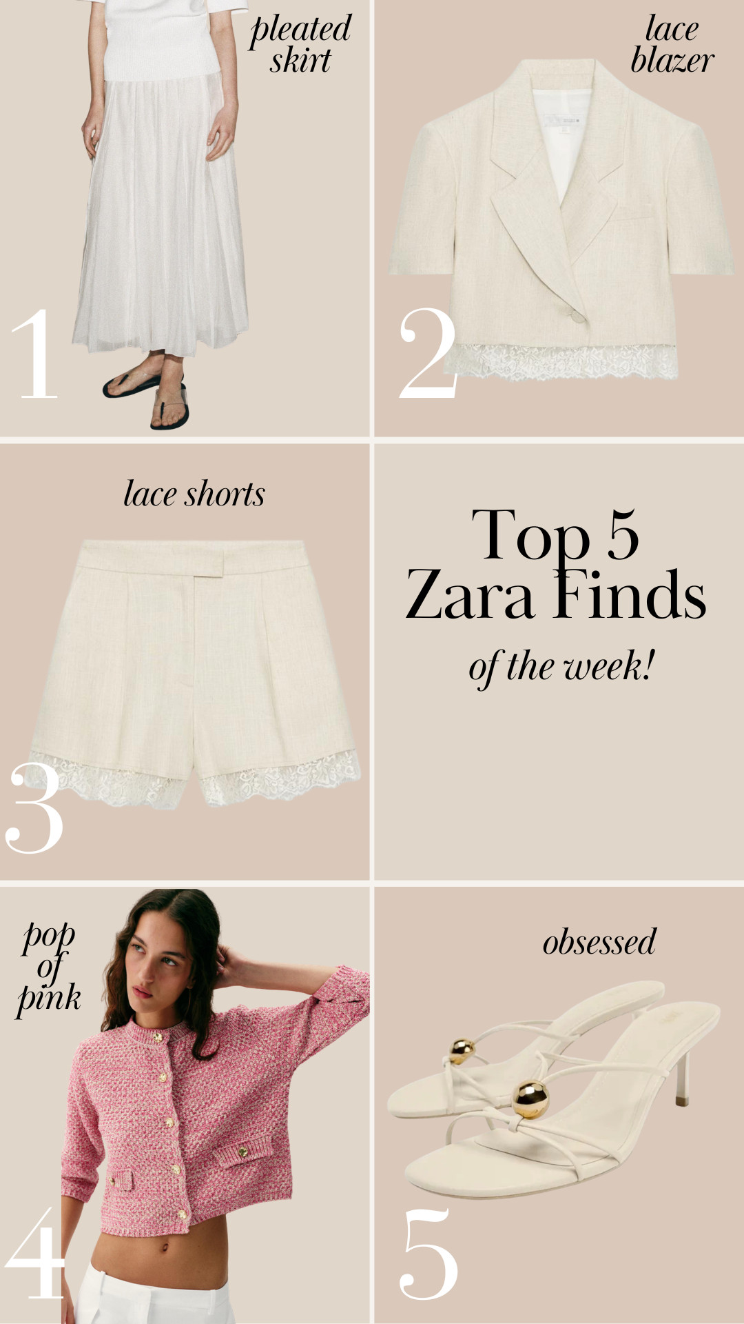 Top 5 Zara finds of the week! This lace blazer and shorts are so cute together or seprate.