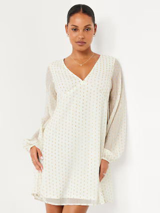 V-Neck Swiss Dot Mini Dress | Old Navy (US)