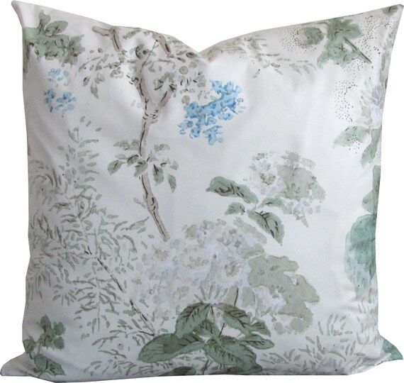 Hollyhock Grey/Sage-Lee Jofa-High End Designer Decorative Pillow Cover-Accent Pillow-Single Sided | Etsy (US)