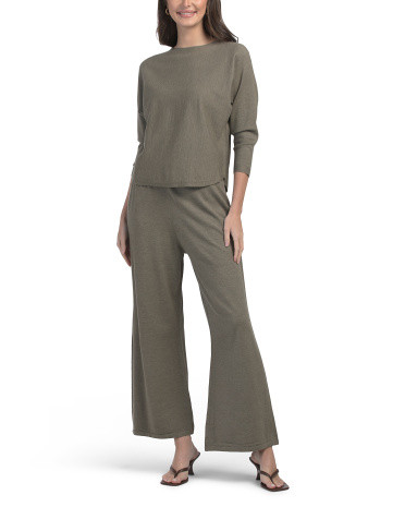 2pc Three-quarter Sleeve Knit Top And Pants Set | TJ Maxx