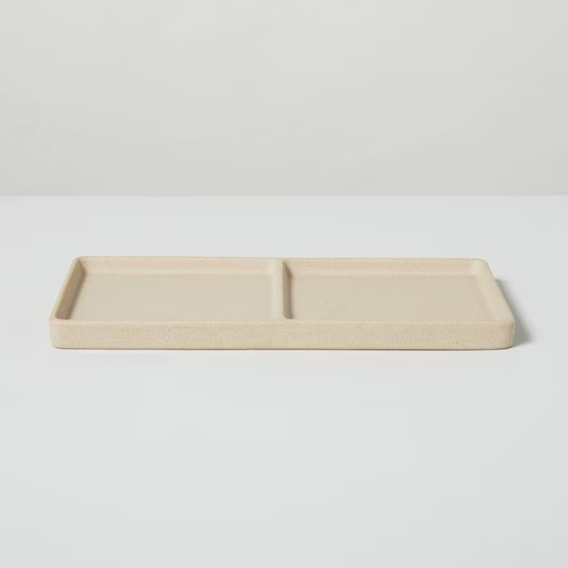 Textured Ceramic Divided Organizer Tray Natural - Hearth & Hand™ with Magnolia | Target