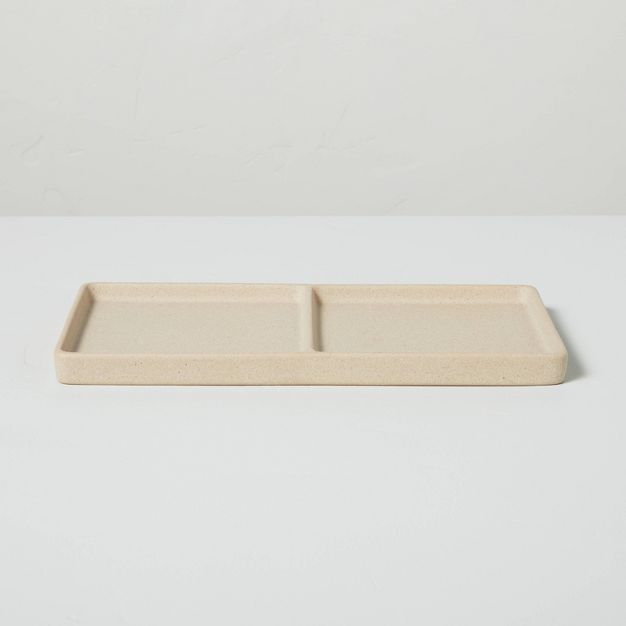 Sandy Textured Ceramic Divided Organizer Tray Natural - Hearth & Hand™ with Magnolia | Target
