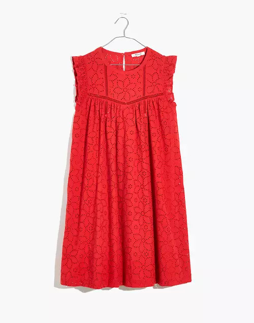 Eyelet Ruffle-Sleeve Mini Dress | Madewell