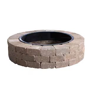 Weston 52 in. x 12 in. Northwoods Tan Round Concrete Fire Pit Kit With Metal Liner | The Home Depot