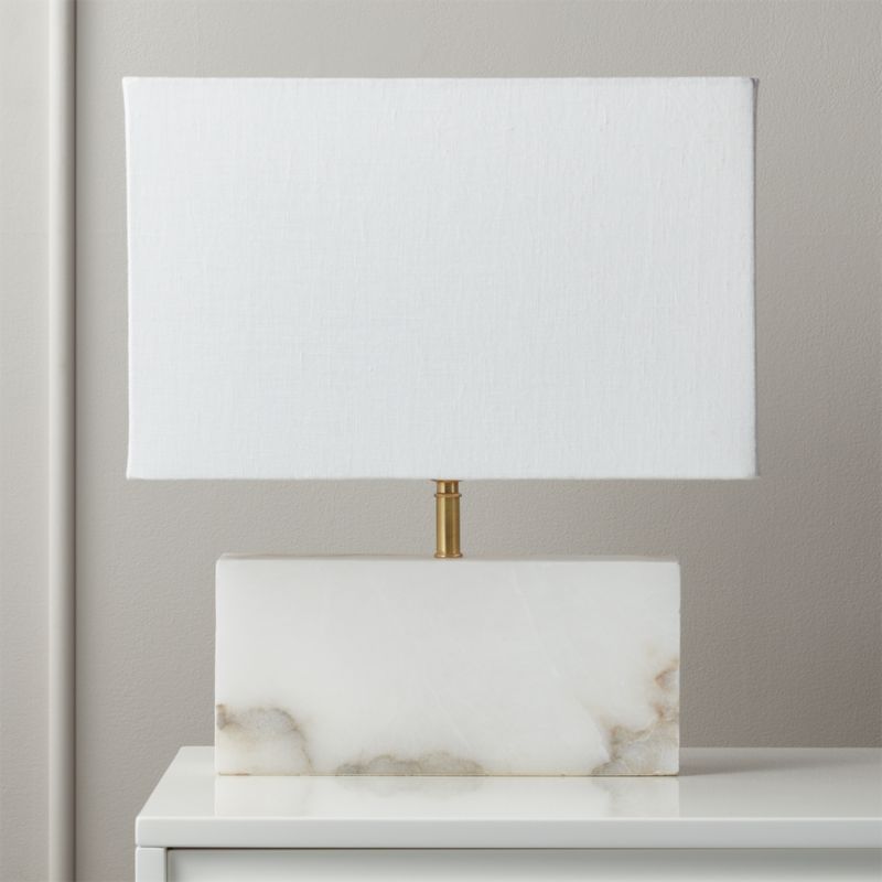White Alabaster Rectangle Table Lamp + Reviews | CB2 | CB2