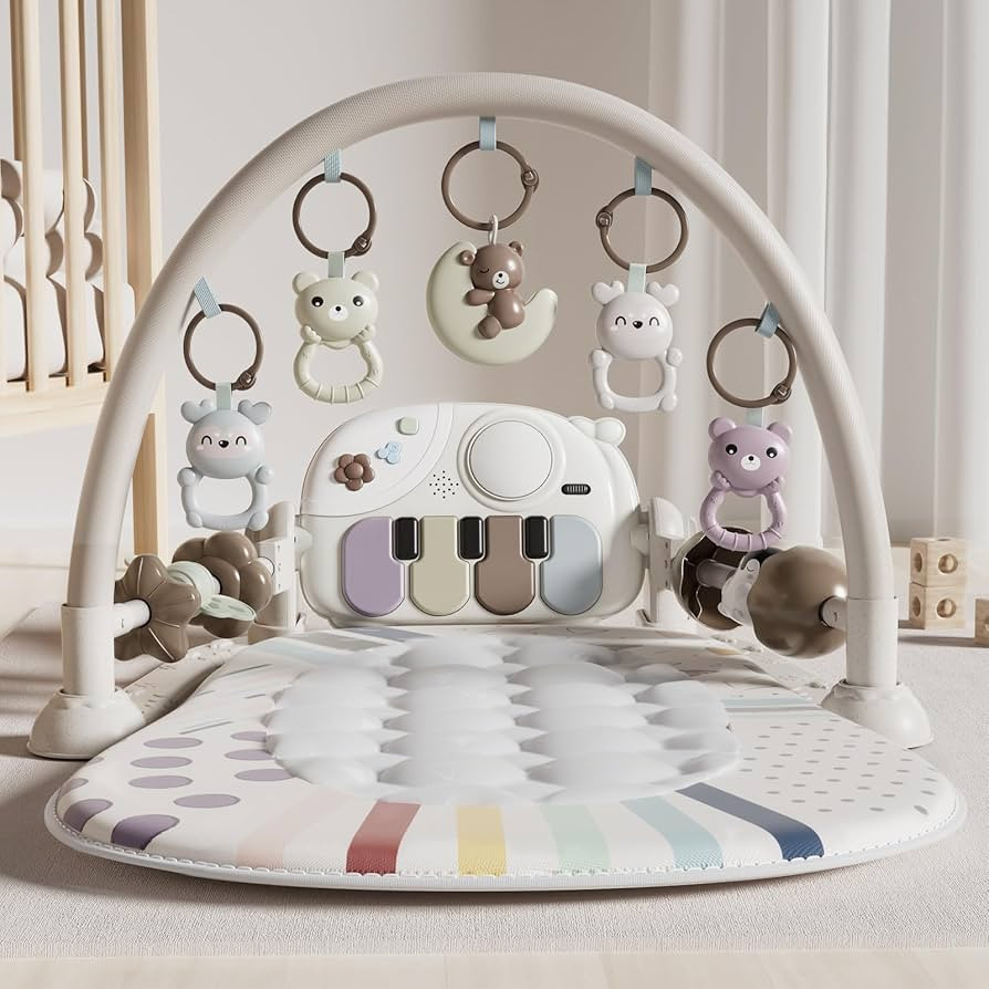 Baby Play Mat Baby Toys,Baby Gym Tummy Time Play Piano Activity Mat with 5 Infant Sensory Toys,Mu... | Amazon (US)