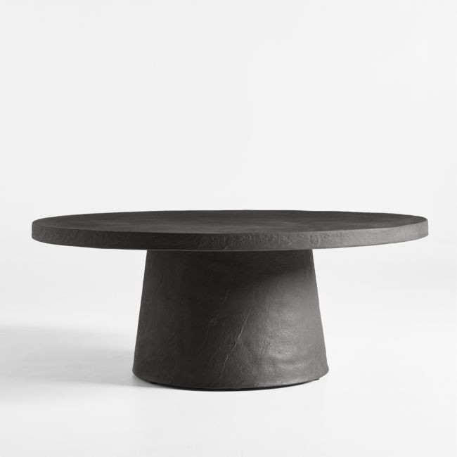 Willy Charcoal Concrete 44"" Round Pedestal Coffee Table by Leanne Ford | Crate & Barrel
