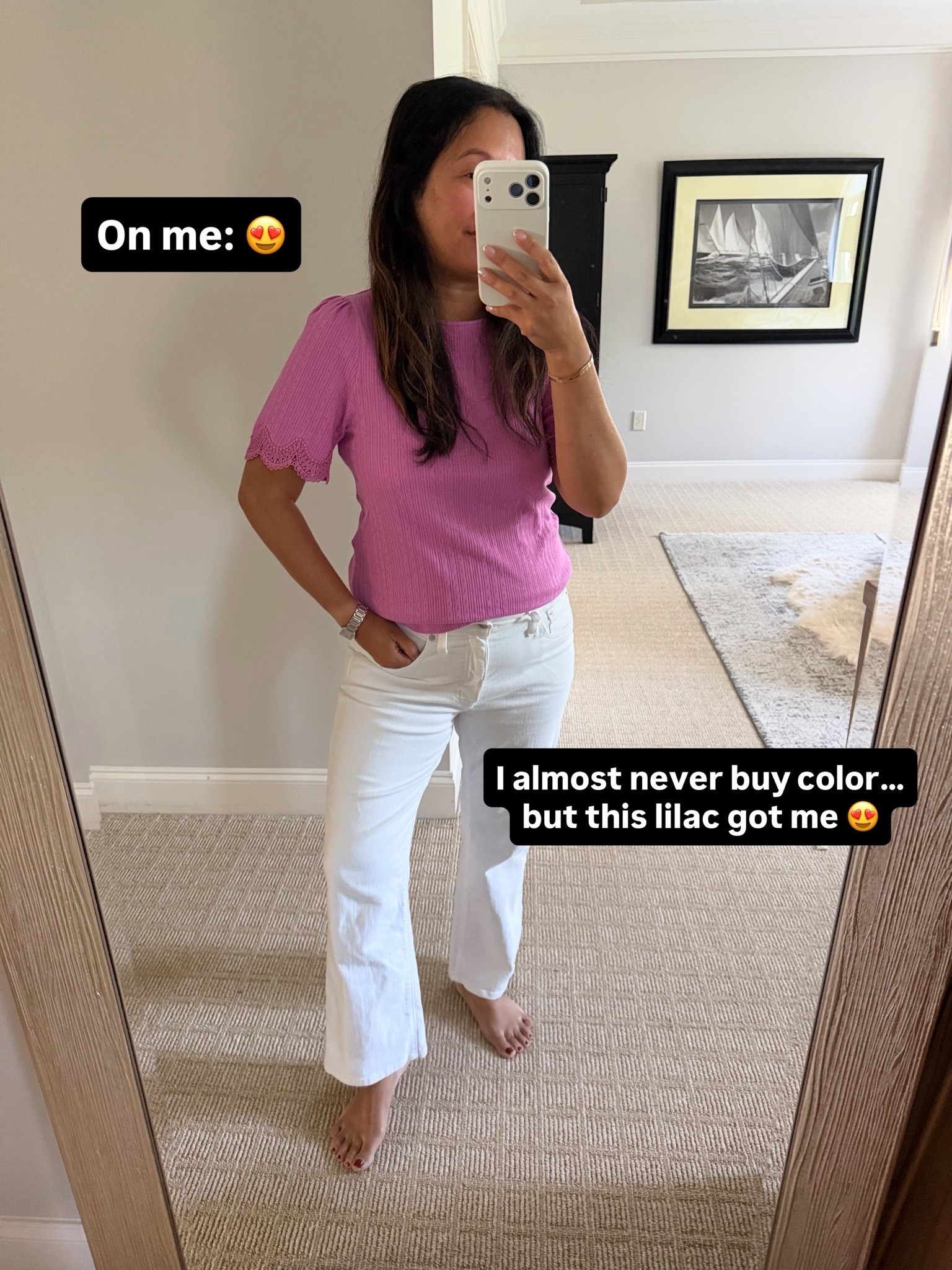 Sézane Clea top lilac TTS medium