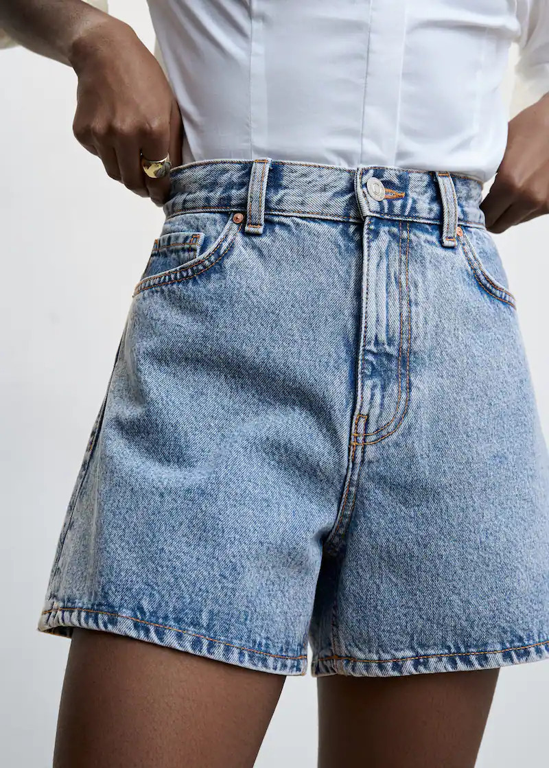 High-waist denim shorts | MANGO (US)