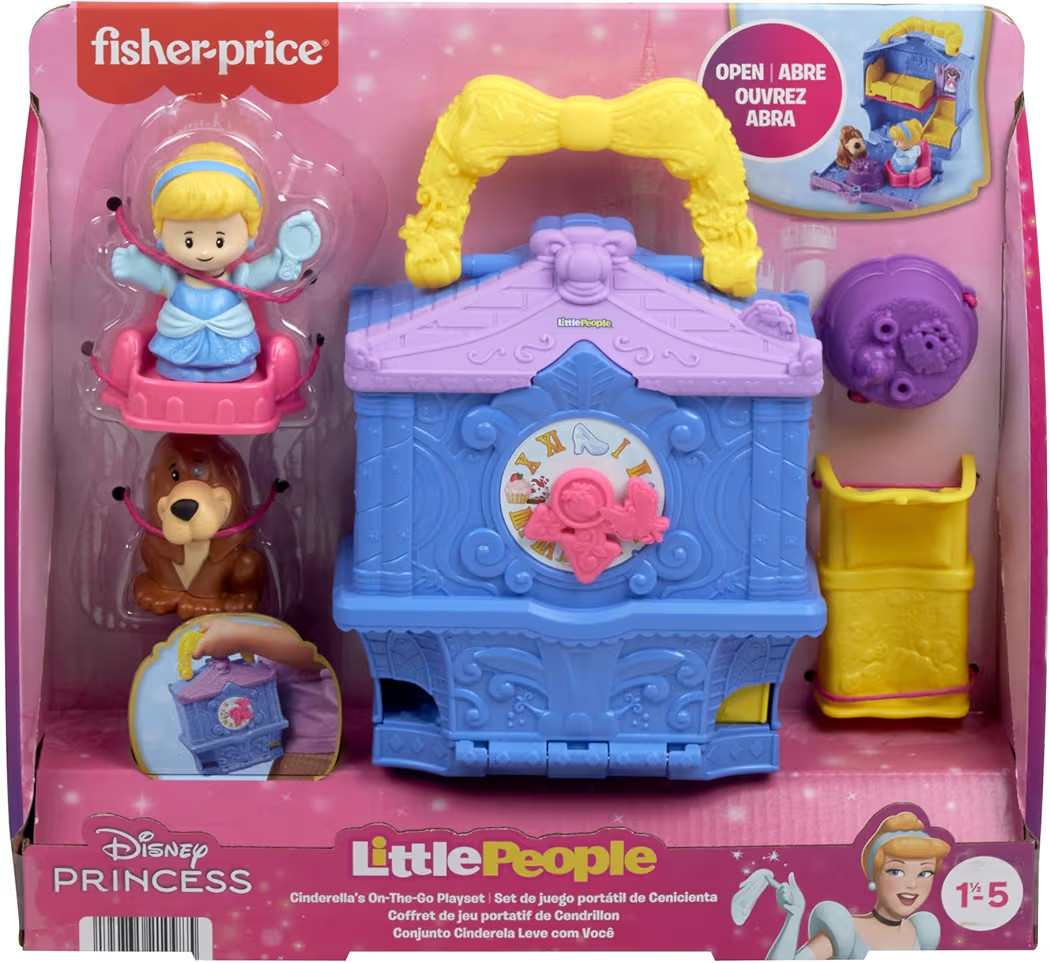 Fisher-Price Little People Toddler Toy Disney Princess Cinderella On-The-Go Playset with Figures | Amazon (US)