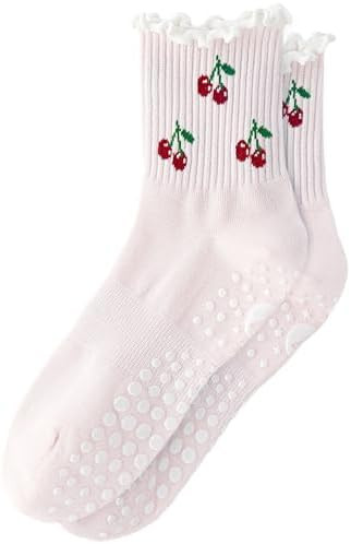 Yawlsow Pilates Grip Socks for Women Yoga Grippy Socks Cute Barre Non Skid Athletic Crew Sticky S... | Amazon (US)