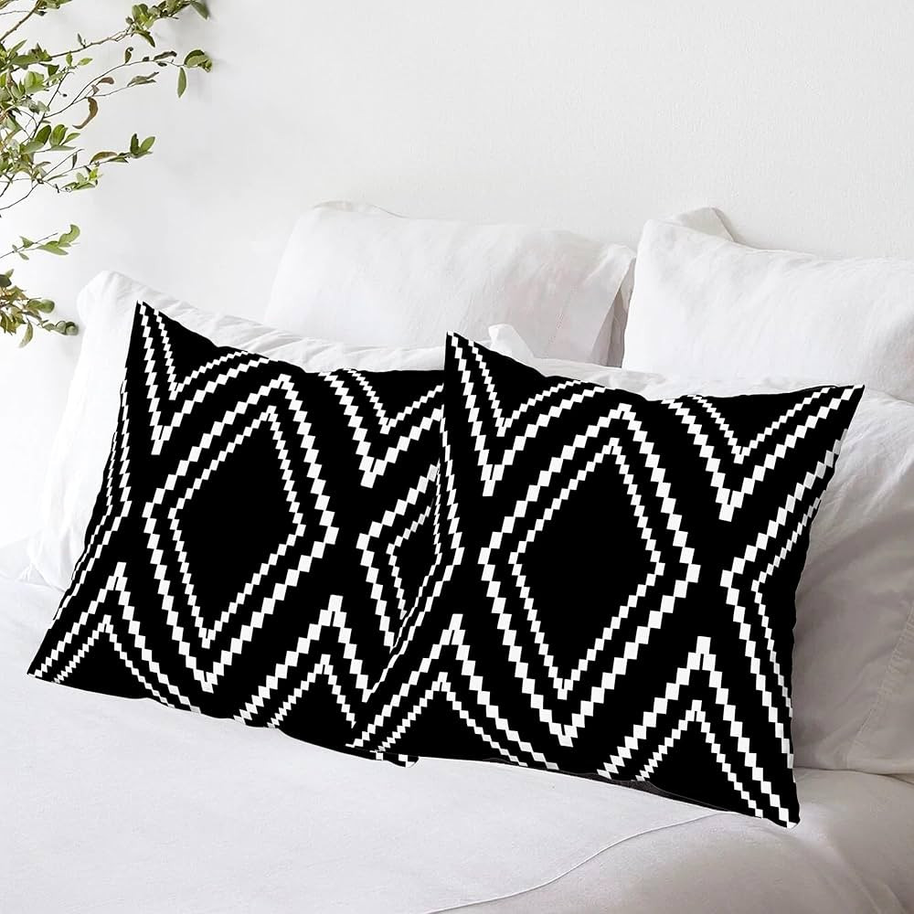 Set of 2 Black Pillow Covers, 20 x 20 inches Boho Aztec Polyester Softness Square Decorative Thro... | Amazon (US)