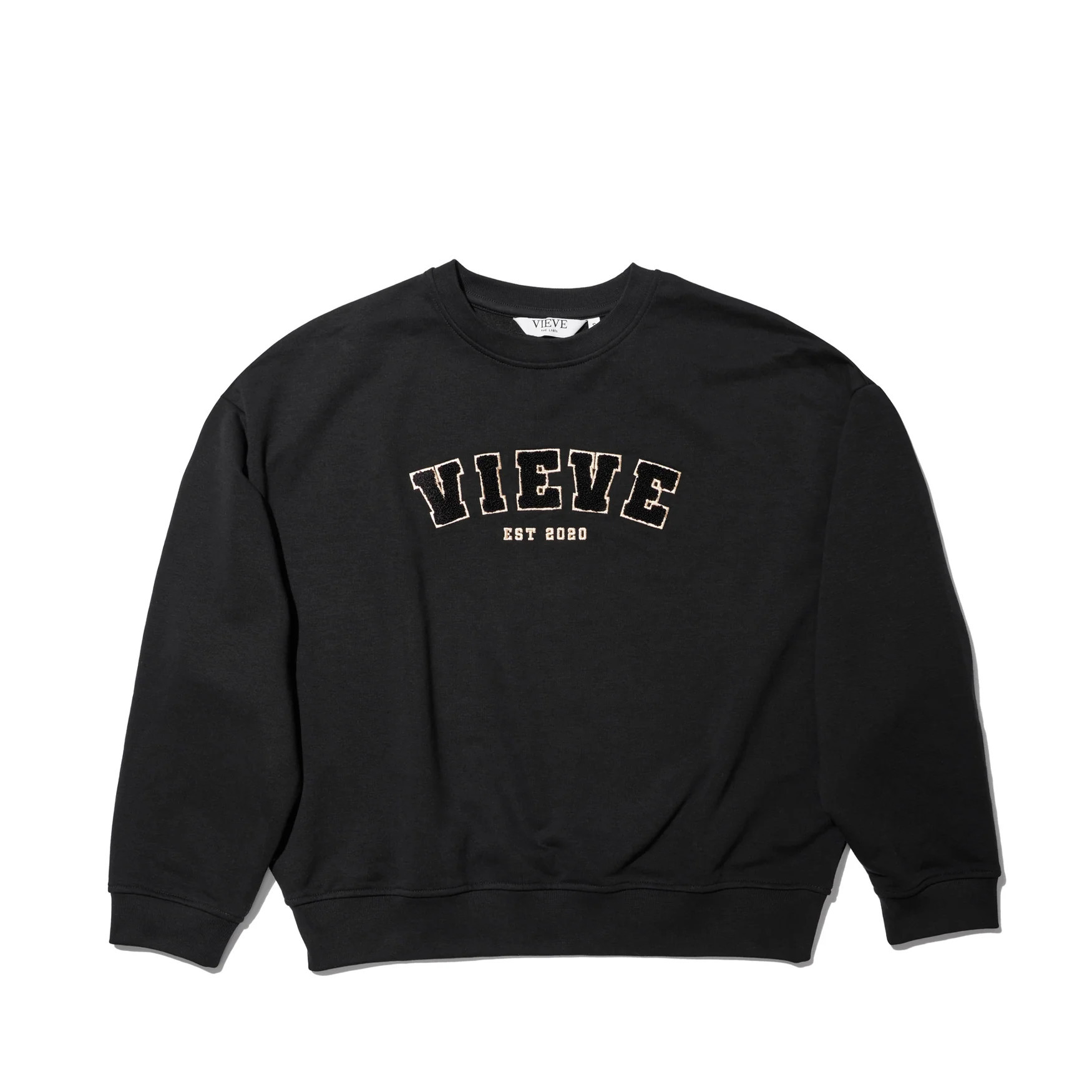 Varsity Sweatshirt | Black Crew Neck Sweatshirt | VIEVE | VIEVE
