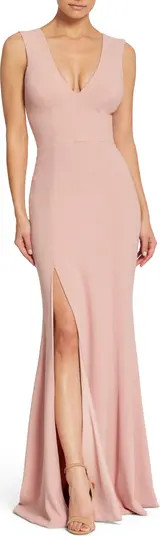 Sandra Plunge Crepe Trumpet Gown | Nordstrom
