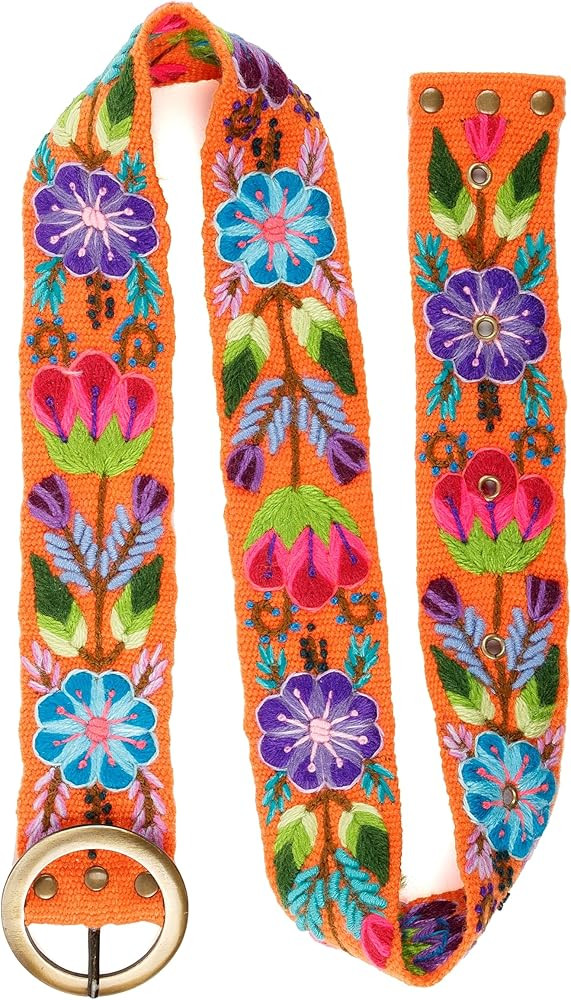 RAYMIS Embroidered Flower Belt for Women - Mexican Style Floral Belt | Amazon (US)