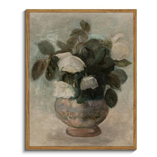 InSimSea Framed Canvas Prints Art Vintage Decor, Botanical Wall Art for Living Room, Rose Flower Pictures Home Decor, Wall Decorations for Living Room, Bathroom, 11"x14" | Amazon (US)