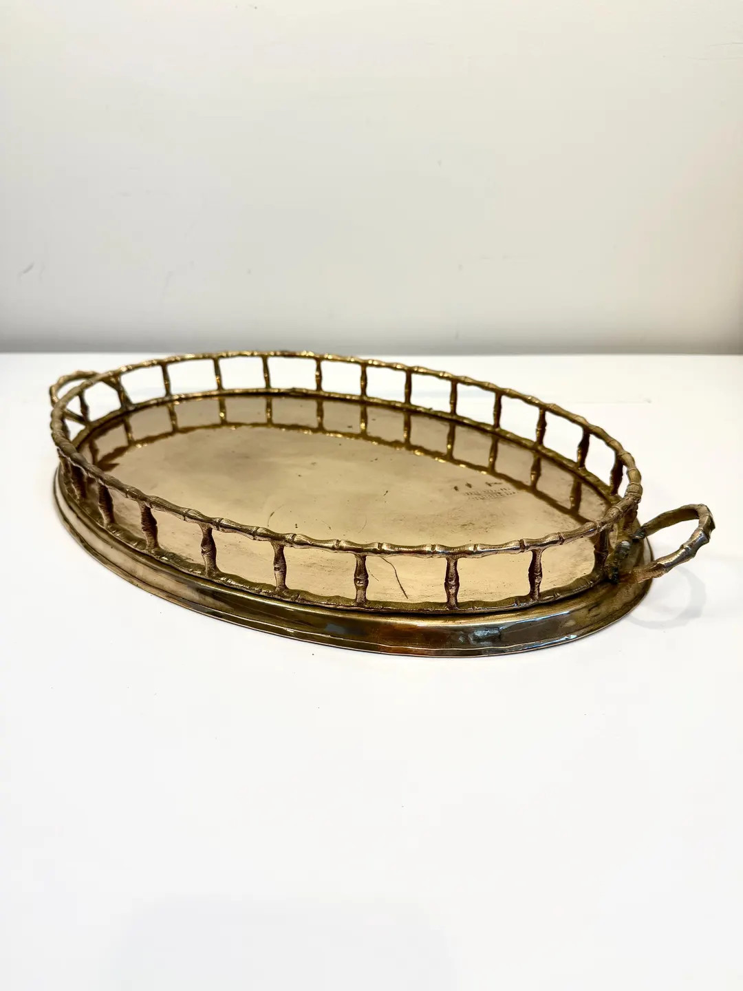 Vintage Brass Oval Tray:  Bamboo Style Edge | Etsy (Global)