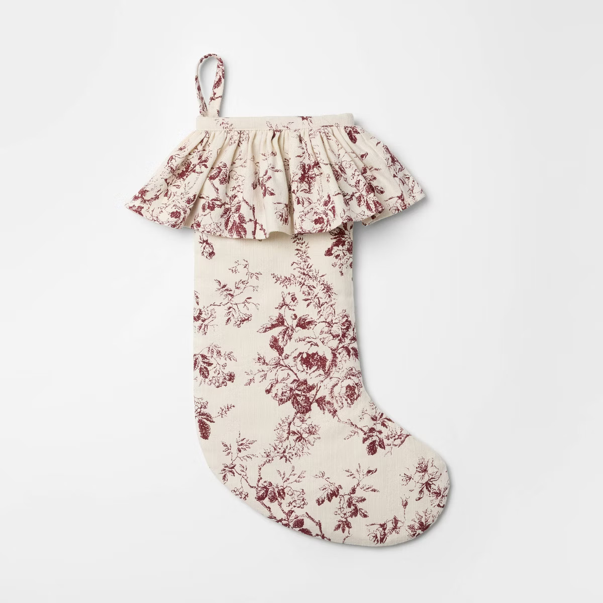 Ruffle Botanical Stocking Cream/Red - Threshold™ designed with Studio McGee | Target