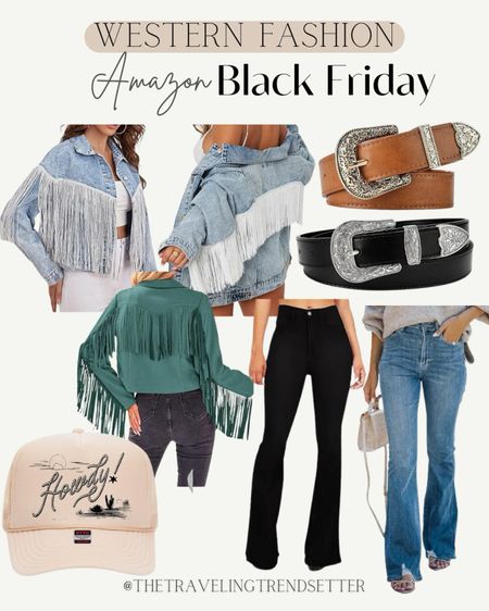 Western fashion from Amazon - fringe jackets - hats - belts - jeans - Black Friday - cyber Monday  - rodeo - winter outfits - denim - jeans 

#LTKfindsunder50 #LTKCyberWeek #LTKsalealert