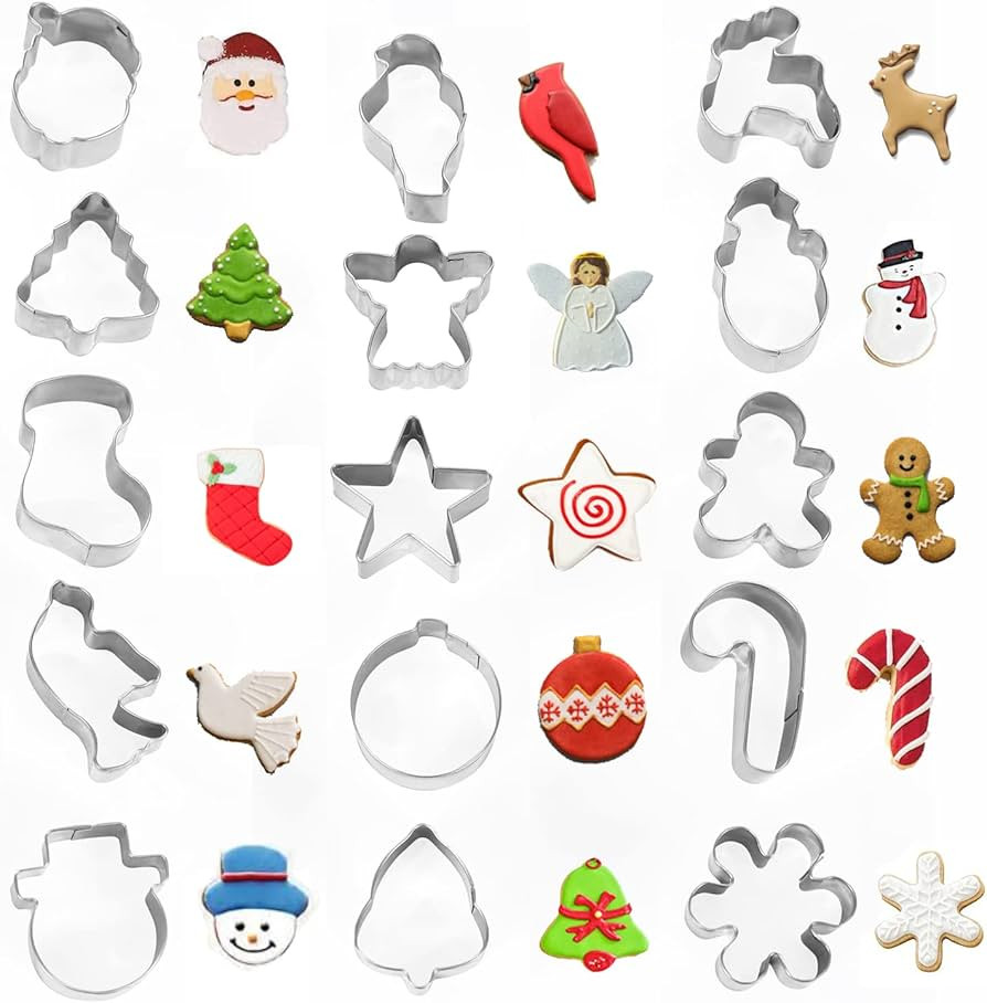 Mini Christmas Cookie Cutters Set 15 Pieces Stainless Steel Cookie Cutter Set for Baking -Christm... | Amazon (US)