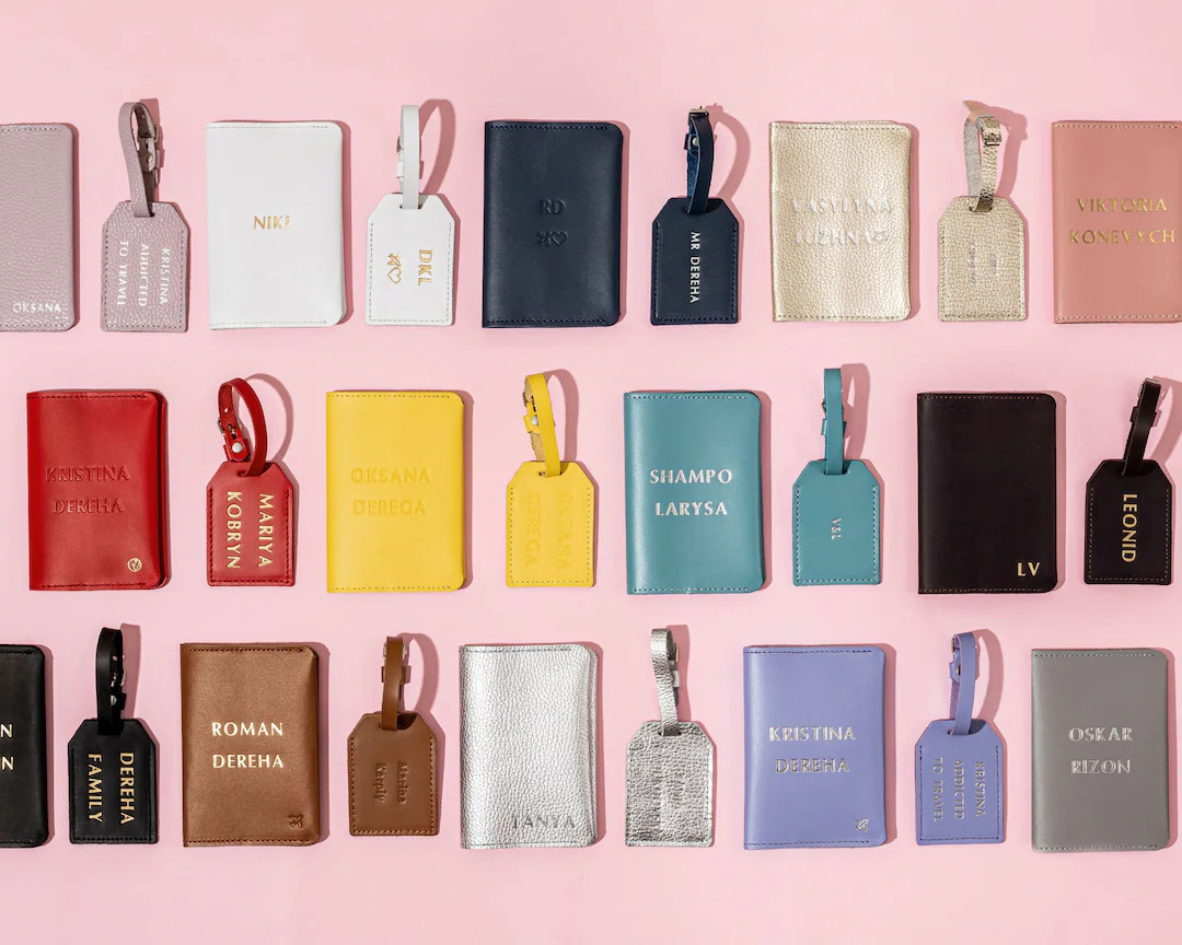 Personalized passport cover and luggage tag set, leather passport holder, travel wallet, suitcase... | Etsy (US)