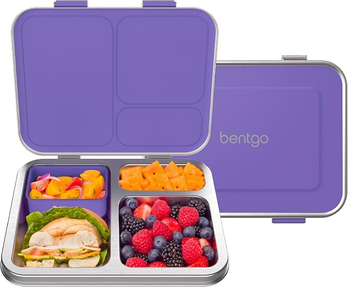 Bentgo Kids Stainless Steel Leak-Resistant Lunch Box, 3 Compartments | Bonus Silicone Container, ... | Amazon (US)