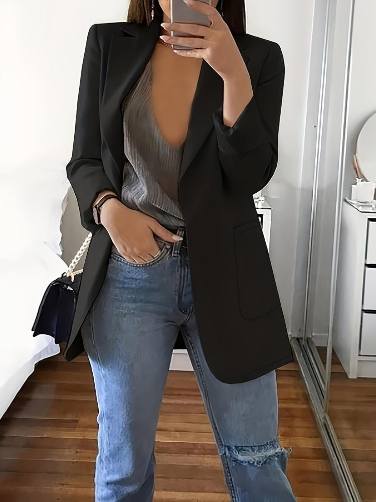 Womens Casual Blazers Long Sleeve Work Office Suit Jackets Blazer Business Casual Outfits (Black,... | Amazon (US)