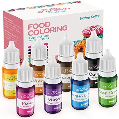 Cake Food Coloring Set, ValueTalks 8 Color Liquid Vibrant Colors Edible Food Dye for Kids, Vegan ... | Amazon (US)
