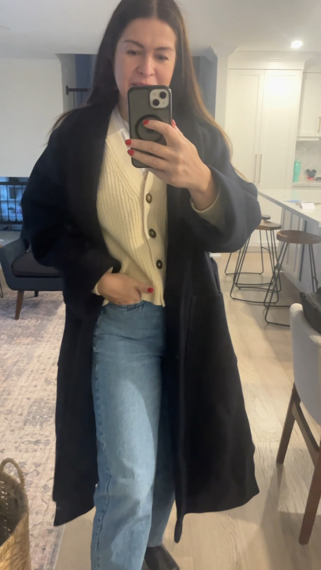 Winter outfit - keeping warm with layers and long wool coat

#LTKwinter #LTKshoes #LTKjeans