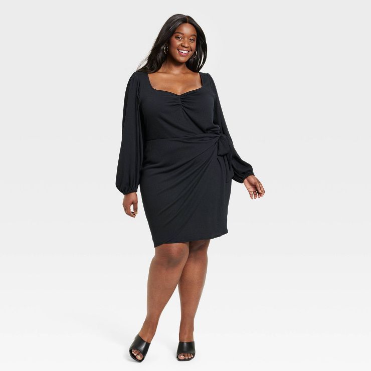 Women's Plus Size Balloon Long Sleeve Wrap Dress - Ava & Viv™ | Target