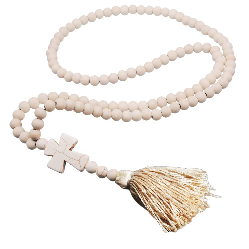 COLORFUL BLING Bohemian Natural Wooden Long Tassel Fringe Strand Necklace Handmade Ethnic Peace H... | Amazon (US)