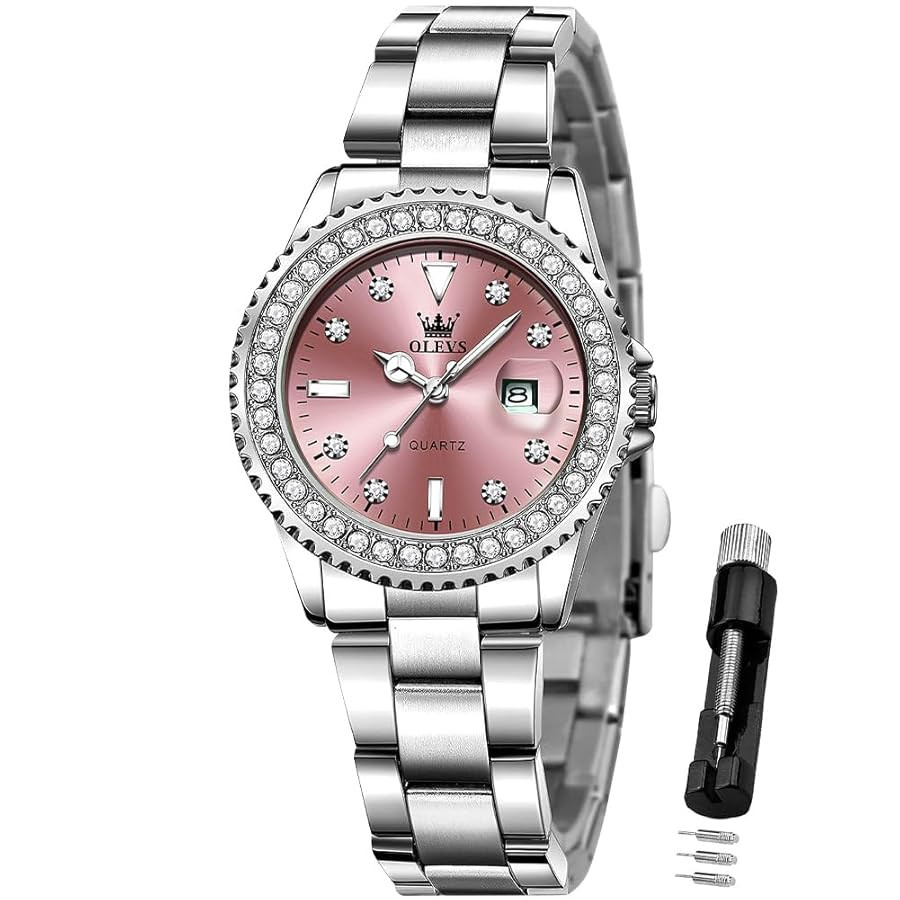 OLEVS Ladies Watch Diamond Dress Quartz Analog Female Watches Stainless Steel Two Tone Waterproof... | Amazon (US)