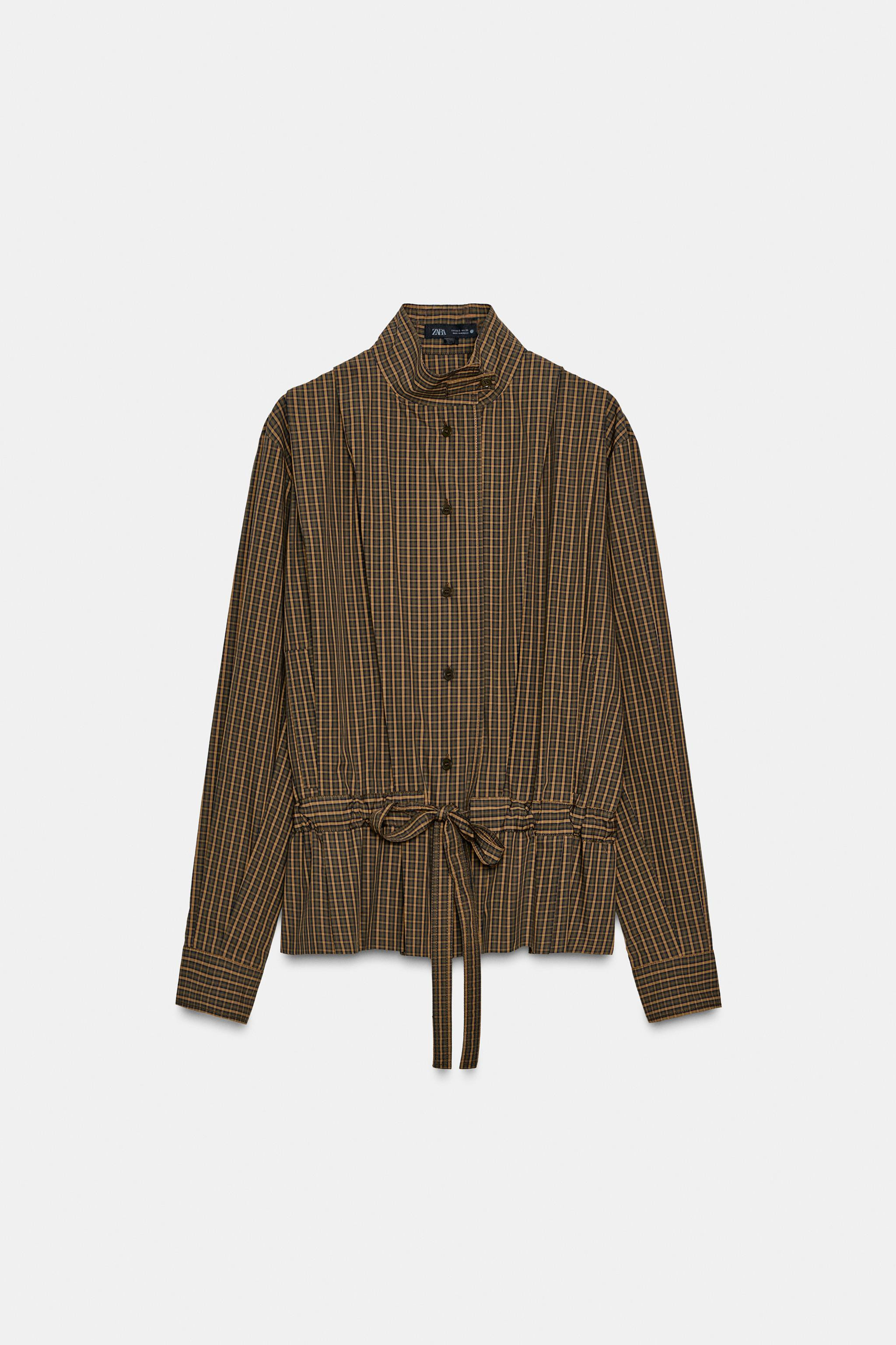 PLAID COTTON SHIRT WITH TIE ZW COLLECTION | Zara US