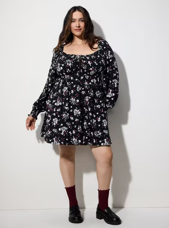 Sweetheart Babydoll Mini Dress in Multi | Torrid (US & Canada)