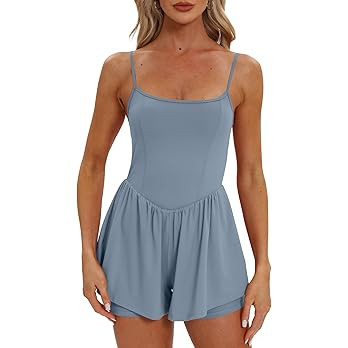 Beaully Women's Summer Sleeveless Rompers Spaghetti Strap Double Lined Shorts Jumpsuit One Piece ... | Amazon (US)